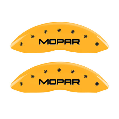 MGP 4 Caliper Covers Engraved Front & Rear Mopar Yellow Finish Black Char 2006 Dodge Charger