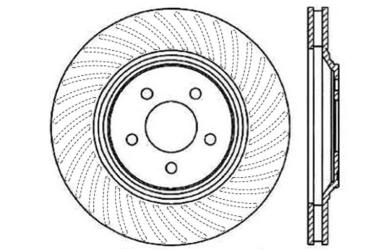 StopTech 94-04 Ford Mustang SVT Cobra Slotted & Drilled Sport Front Right Brake Rotor