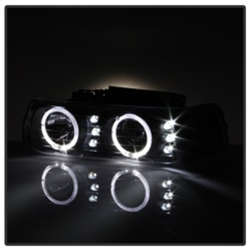 xTune Chevy Silverado 1500/2500 99-02 Bumper Projector Headlights - LED - Black PRO-JH-CSIL99-SET-BK