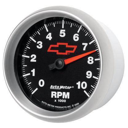 AutoMeter Gauge Tachometer 3-3/8in. 10K RPM In-Dash Chevy Red Bowtie Black