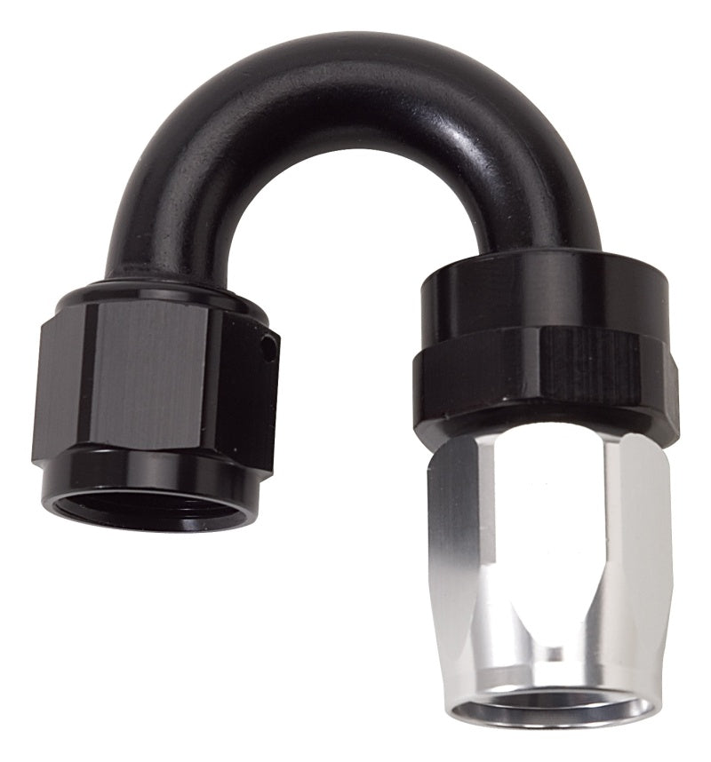 Russell Performance -10 AN Black/Silver 180 Degree Tight Radius Full Flow Swivel Hose End