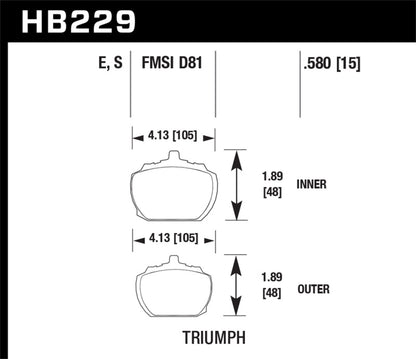 Hawk70-73 Triumph Stag Blue 9012 Race Front Brake Pads