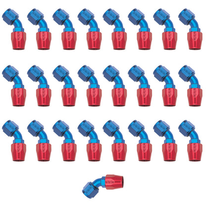 Russell Performance -8 AN Red/Blue 45 Degree Full Flow Hose End (25 pcs.)