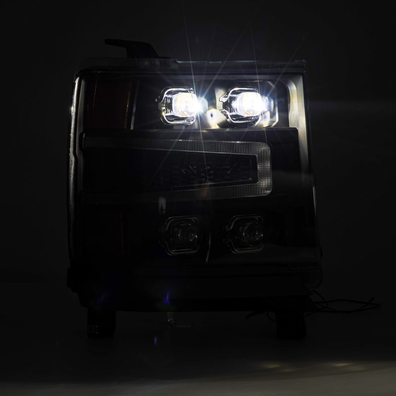 AlphaRex 16-18 Chevy 1500HD NOVA-Series LED Proj Headlights BK w/Actv Lgt/SeqSig & DRL (Req 810023)
