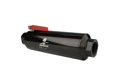 Aeromotive In-Line AN-12 Filter w/Shutoff Valve 100 Micron SS Element - Black Anodize Finish