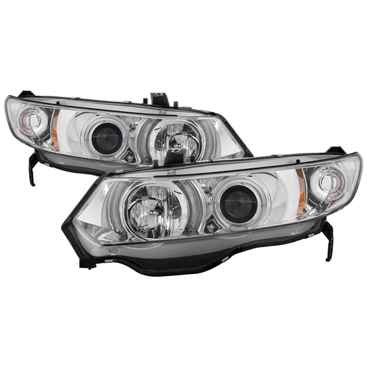 Spyder Honda Civic 06-08 2Dr Projector Headlights LED Halo Chrome High H1 Low H1 PRO-YD-HC06-2D-HL-C