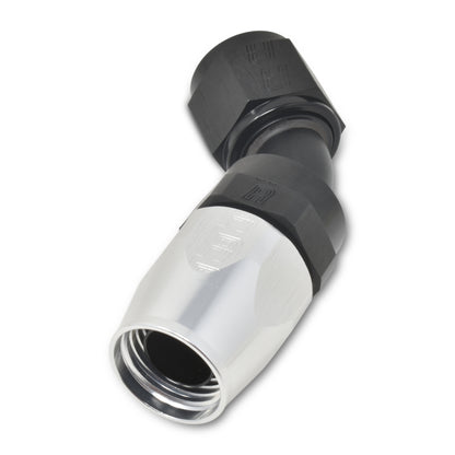 Russell Performance -8 AN Black/Silver 45 Degree Full Flow Hose End