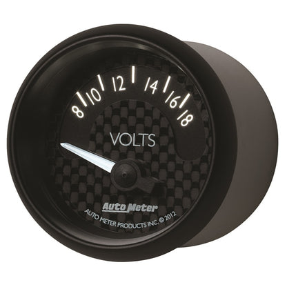 Autometer GT Series 52mm Short Sweep Electronic 8-18 Volts Voltmeter