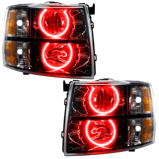 Oracle Lighting 07-13 Chevrolet Silverado Assembled Halo Headlights Round Style - Blk Housing -Red