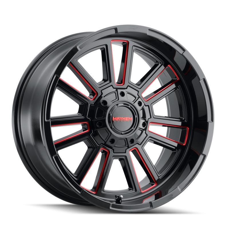 Mayhem 8115 Apollo 20x9 / 5x139.7 BP / 0mm Offset / 110mm Hub Black w/ Prism Red Wheel