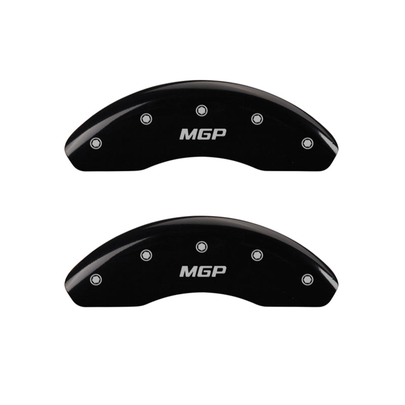 MGP 4 Caliper Covers Engraved Front & Rear MGP Black Finish Silver Char 2019 Chevrolet Bolt EV