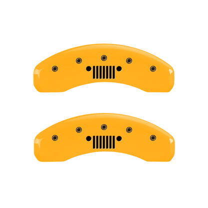 MGP 4 Caliper Covers Engraved Front Jeep Rear Grill Logo Yellow Finish Black Char 2004 Jeep Wrangler