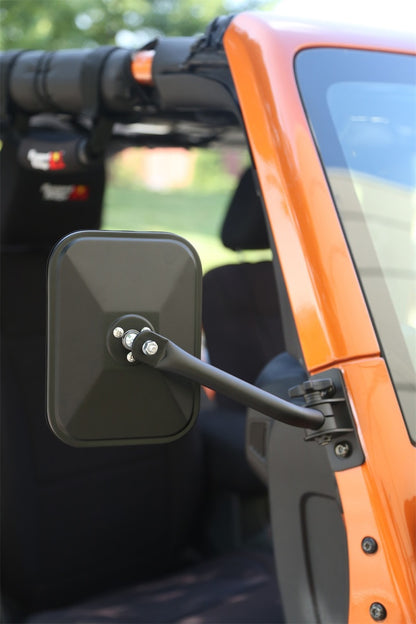 Rugged Ridge 97-18 Jeep Wrangler Textured Black Rectangluar Quick Release Mirror Kit