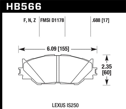 Hawk 06-08 Lexus IS250 HPS Street Front Brake Pads