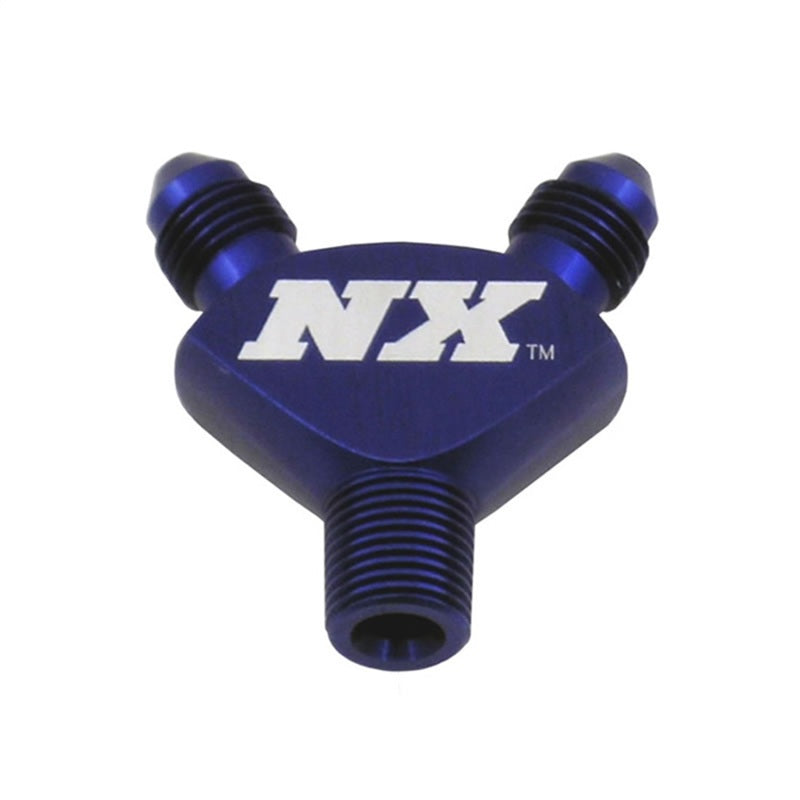 Nitrous Express 1/8NPT x 3AN x 3AN Billet Pure-Flo Y Fitting - Blue