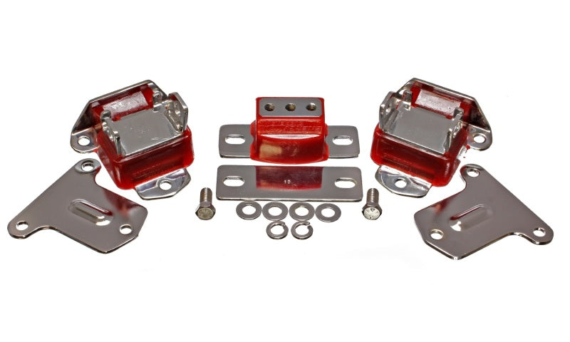 Energy Suspension 69-71 Camaro / 70-73 Monte Carlo Red Motor and Transmision Mounts; Chrome Finish