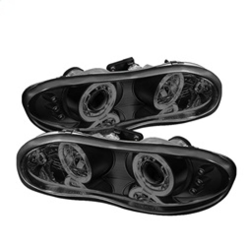 Spyder Chevy Camaro 98-02 Projector Headlights LED Halo LED Blk Smke - Low H1 PRO-YD-CCAM98-HL-BSM