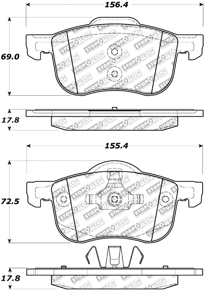 StopTech Street Select Brake Pads w/ Hardware Front - 01-09 Volvo S60