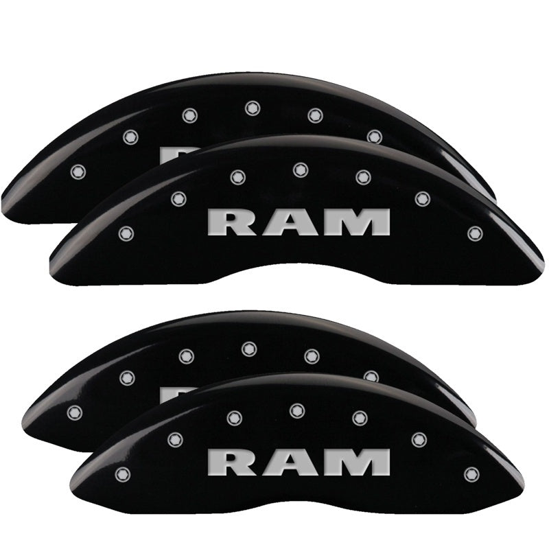 MGP 4 Caliper Covers Engraved Front & Rear RAM Black finish silver ch