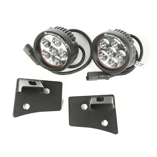 Rugged Ridge 07-18 Jeep Wrangler JK Textured Black Round Windshield LED Kit w/ Brackets