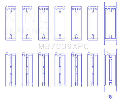 King BMW M20/M50 2.0L/2.5L/2.7L Crankshaft Main Bearings Set (Size STDX) - 7 Pairs Coated