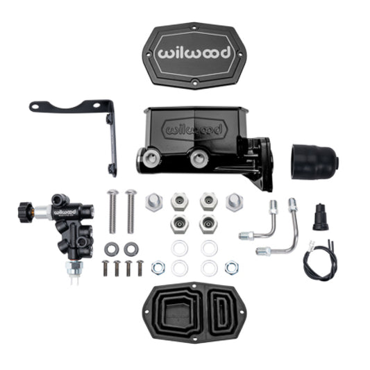 Wilwood Compact Tandem Master Cylinder w/ Combination Valve 1-1/8in Bore - Black