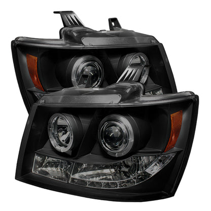 Spyder Chevy Suburban 1500 07-14 Projector Headlights LED Halo LED Blk Smke PRO-YD-CSUB07-HL-BSM
