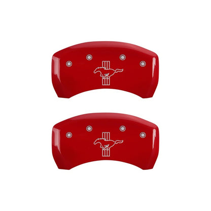 MGP Rear set 2 Caliper Covers Engraved Rear S197/Bar & Pony Red finish silver ch