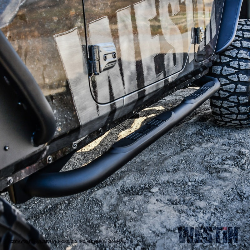 Westin 18-22 Jeep Wrangler JLU 4dr. E-Series 3 Nerf Step Bars - Tex. Blk