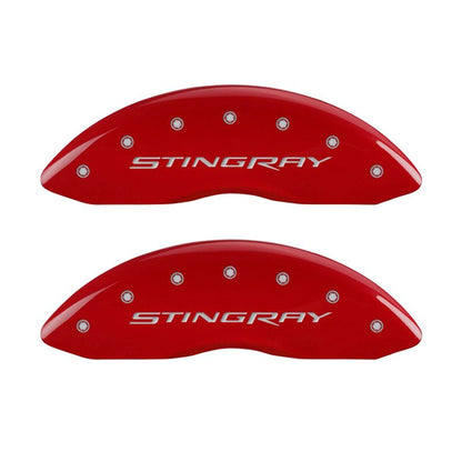 MGP 4 Caliper Covers Engraved Front & Rear Stingray Red finish silver ch