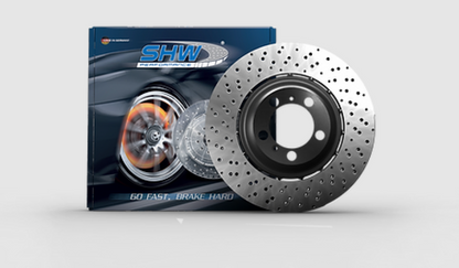 SHW 2021 Porsche 911 Turbo 3.7L Left Front Cross-Drilled Lightweight Brake Rotor (992615301T)