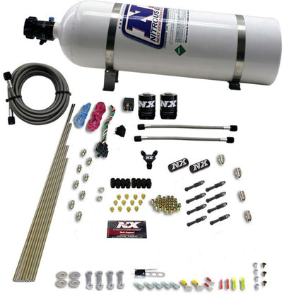 Nitrous Express 8 Cyl Dry Direct Port 2 Solenoids Nitrous Kit (200-600HP) w/15lb Bottle