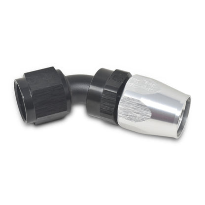 Russell Performance -4 AN Black/Silver 45 Degree Full Flow Hose End