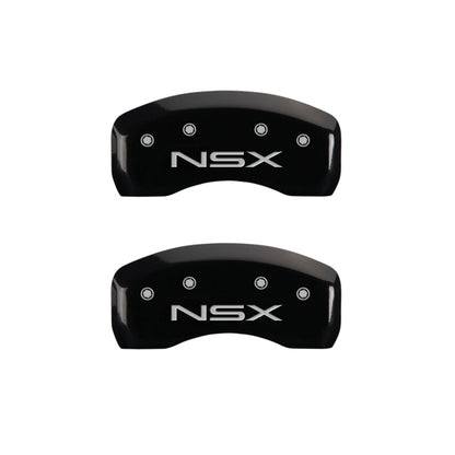 MGP 4 Caliper Covers Engraved Front Acura Engraved Rear NSX Black finish silver ch