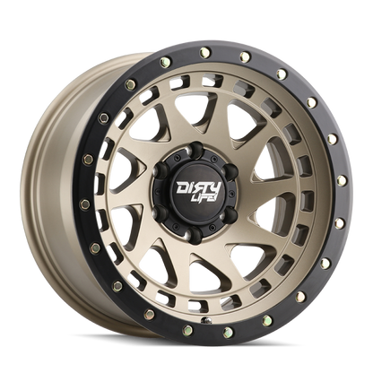 Dirty Life 9311 Enigma Pro 17x9/8x165.1 BP/-12mm Offset/130.8mm Hub Satin Gold Wheel - Beadlock