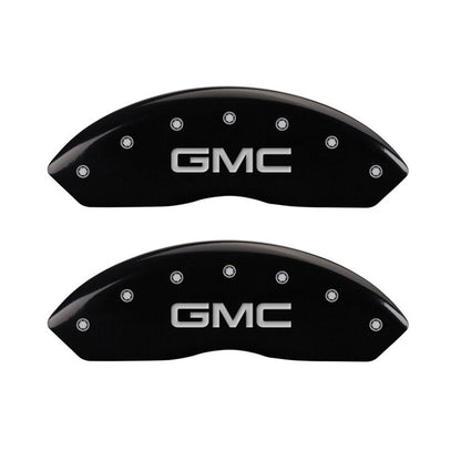 MGP 4 Caliper Covers Engraved Front & Rear GMC Black Finish Silver Char 2019 GMC Arcadia