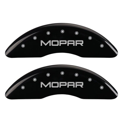 MGP 4 Caliper Covers Engraved Front & Rear MOPAR Black finish silver ch