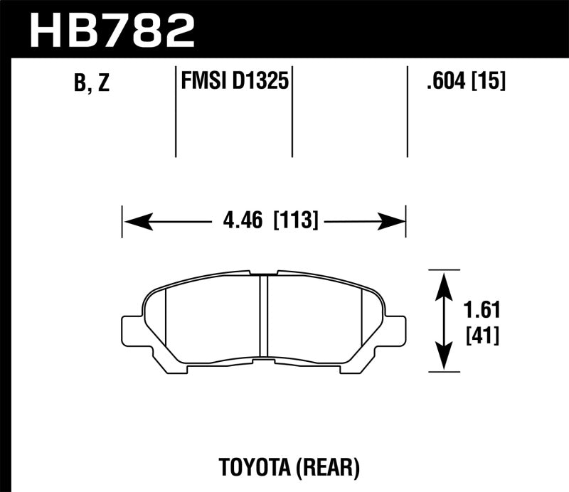 Hawk 08-13 Toyota Highlander High Performance Street 5.0 Rear Brake Pads