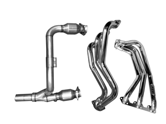 BBK 07-11 Jeep 3.8 V6 Long Tube Exhaust Headers And Y Pipe And Converters - 1-5/8 Chrome