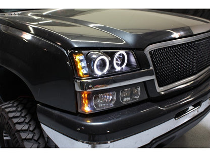 Spyder Chevy Silverado 1500 03-06 Projector LED Halo LED Amber Reflctr Blk PRO-YD-CS03-AM-BK