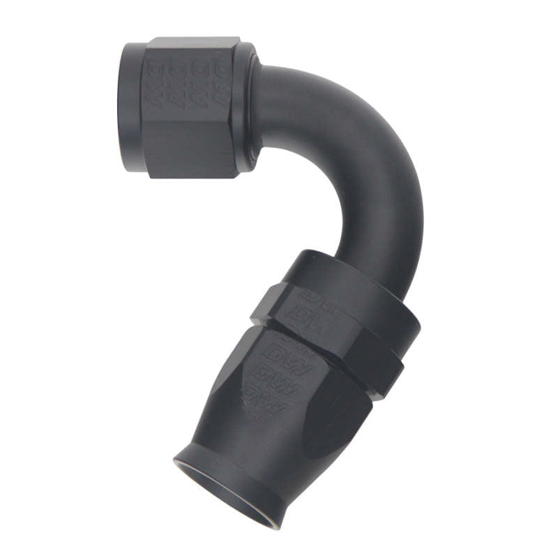 DeatschWerks 10AN Female Flare Swivel 120-Degree Hose End PTFE - Anodized Matte Black