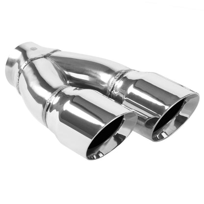 MagnaFlow Double Wall 3in Dual Round Polished Tip 2.25in Inlet