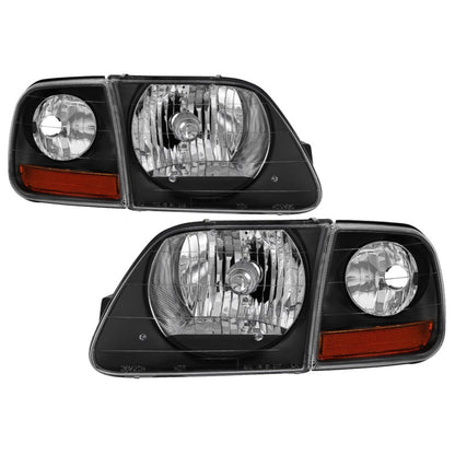 xTune 97-03 Ford F-150 4pc OEM Style Headlights w/Corner - Black (HD-JH-FF15097-L-SET-BK)