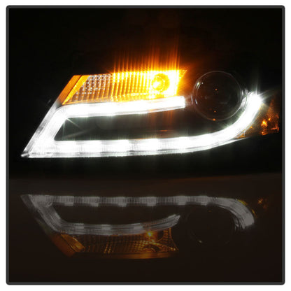 Spyder Audi A4 09-12 Projector Headlights Xenon/HID Model Only - DRL LED Blk PRO-YD-AA408-HID-DRL-BK