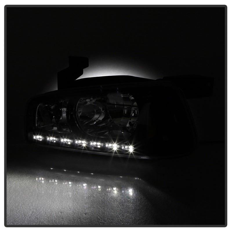 Xtune Dodge Charger 06-10 1Pc LED Crystal Headlights Black HD-ON-DCH05-1PC-LED-BK