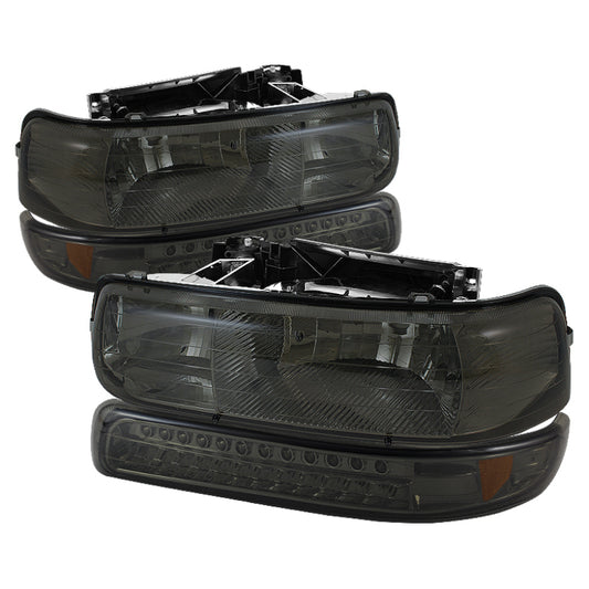 Xtune Chevy TahOE 00-06 Headlights w/ LED Bumper Lights Amber Smoke HD-JH-CSIL99-LED-SET-SM
