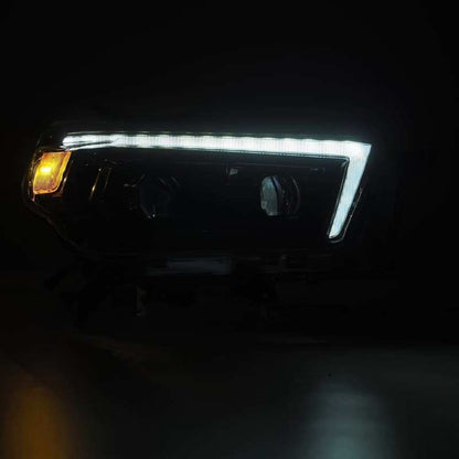 AlphaRex 10-13 Toyota 4Runner PRO-Series Proj Headlights Plank Style Alpha Blk w/Seq Signal/DRL