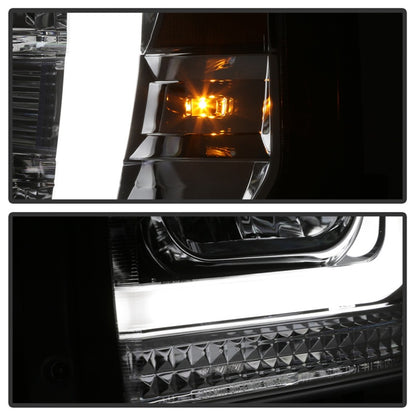 Spyder 08-10 Ford F-250 Super Duty V2 Light Bar DRL Projector Headlights - Chrm (PRO-YD-FS08V2-LB-C)