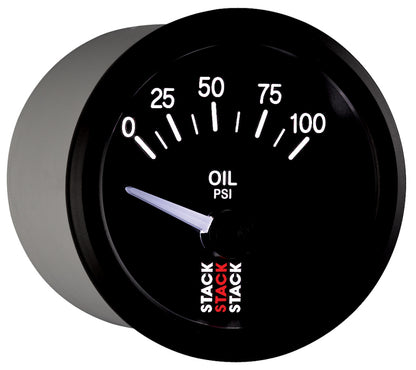 Autometer Stack Instruments 52mm 0-100 PSI 1/8in NPTF Electronic Oil Pressure Gauge - Black