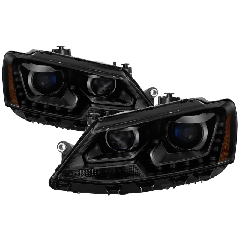 xTune Volkswagen Jetta 11-14 DRL Projector Headlights - Black Smoked PRO-JH-VJ11-DRL-BSM